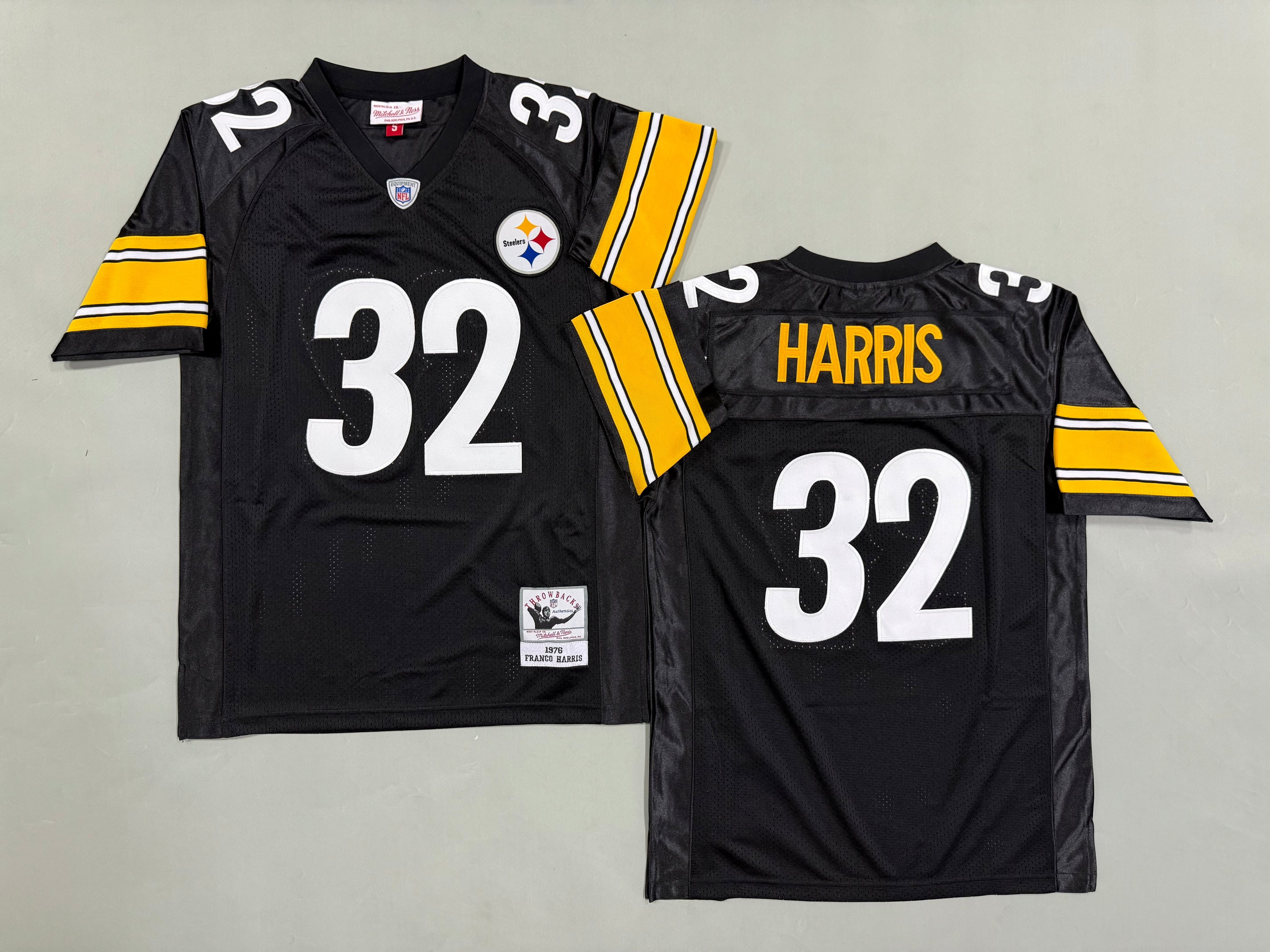 Mens Franco Harris#32 black Pittsburgh Steelers Vintage Throwback Jersey