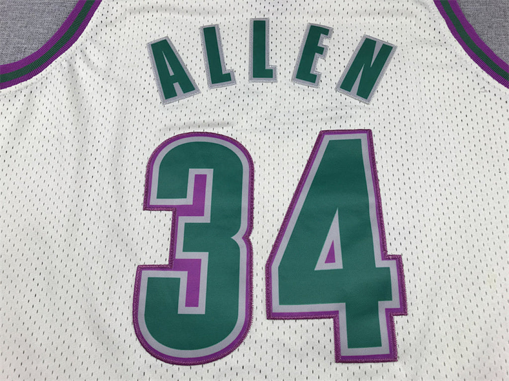 Ray Allen# 34 Milwaukee Bucks Retro Throwback Embroidered Jersey