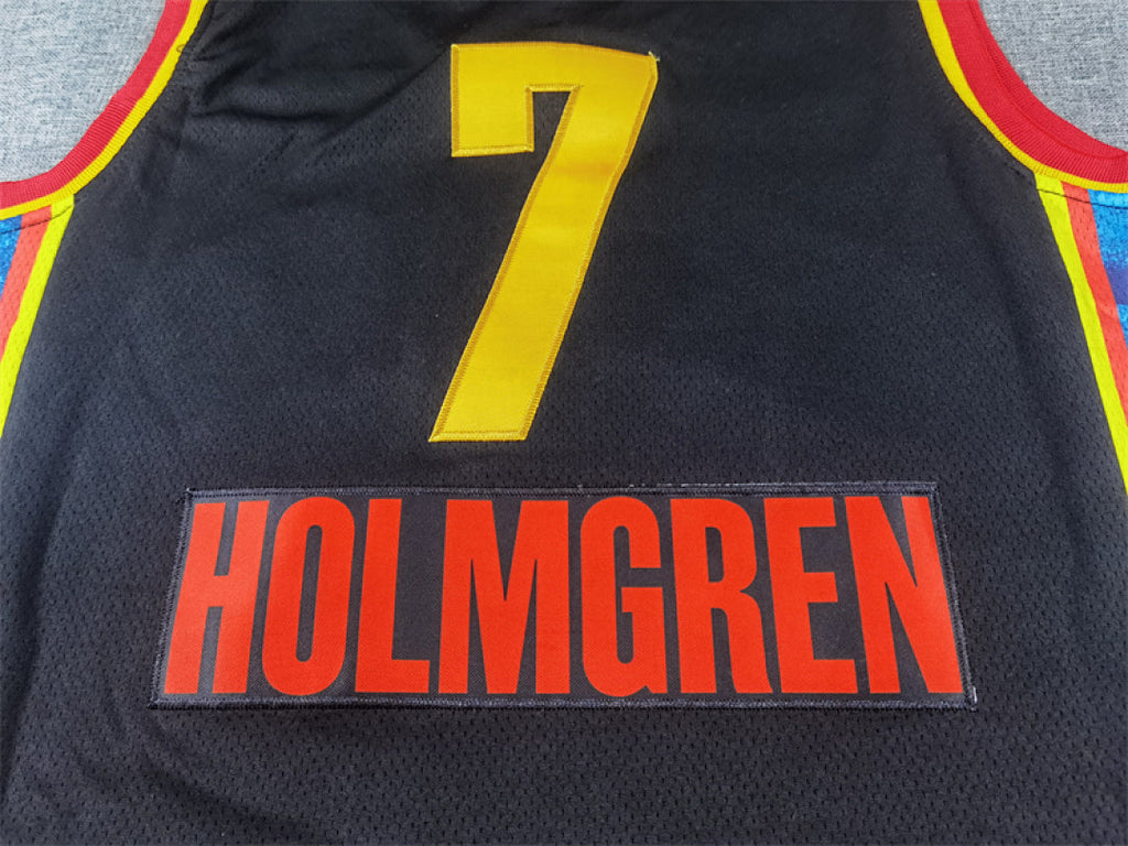 Chet Holmgren#7 Oklahoma City Thunder 2025 Black City Edition Swingman Embroidered Jersey
