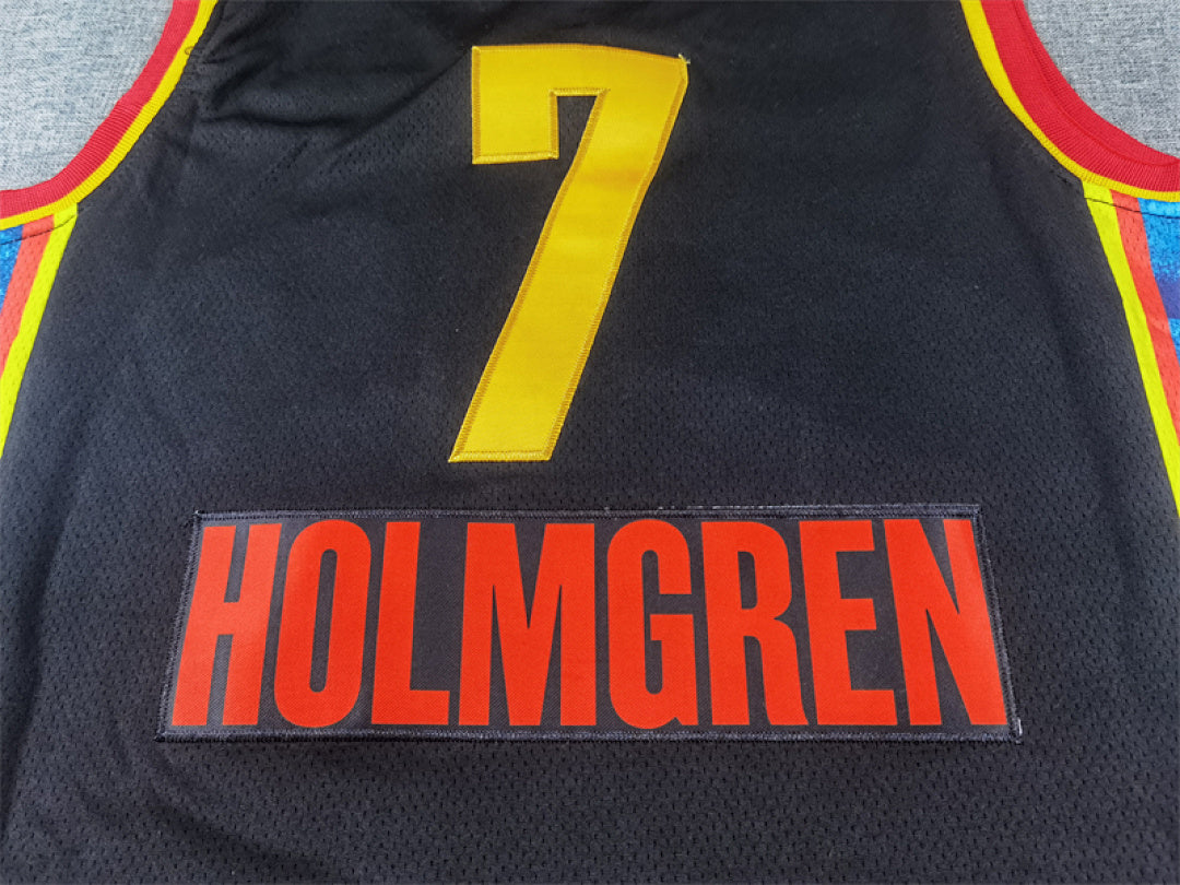 Chet Holmgren#7 Oklahoma City Thunder 2025 Black City Edition Swingman Embroidered Jersey