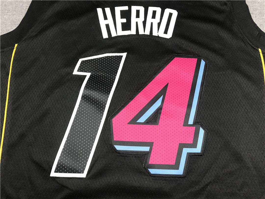 Tyler Herro# 14 Miami Heat 2022 Black City Edition Swingman Embroidered Jersey
