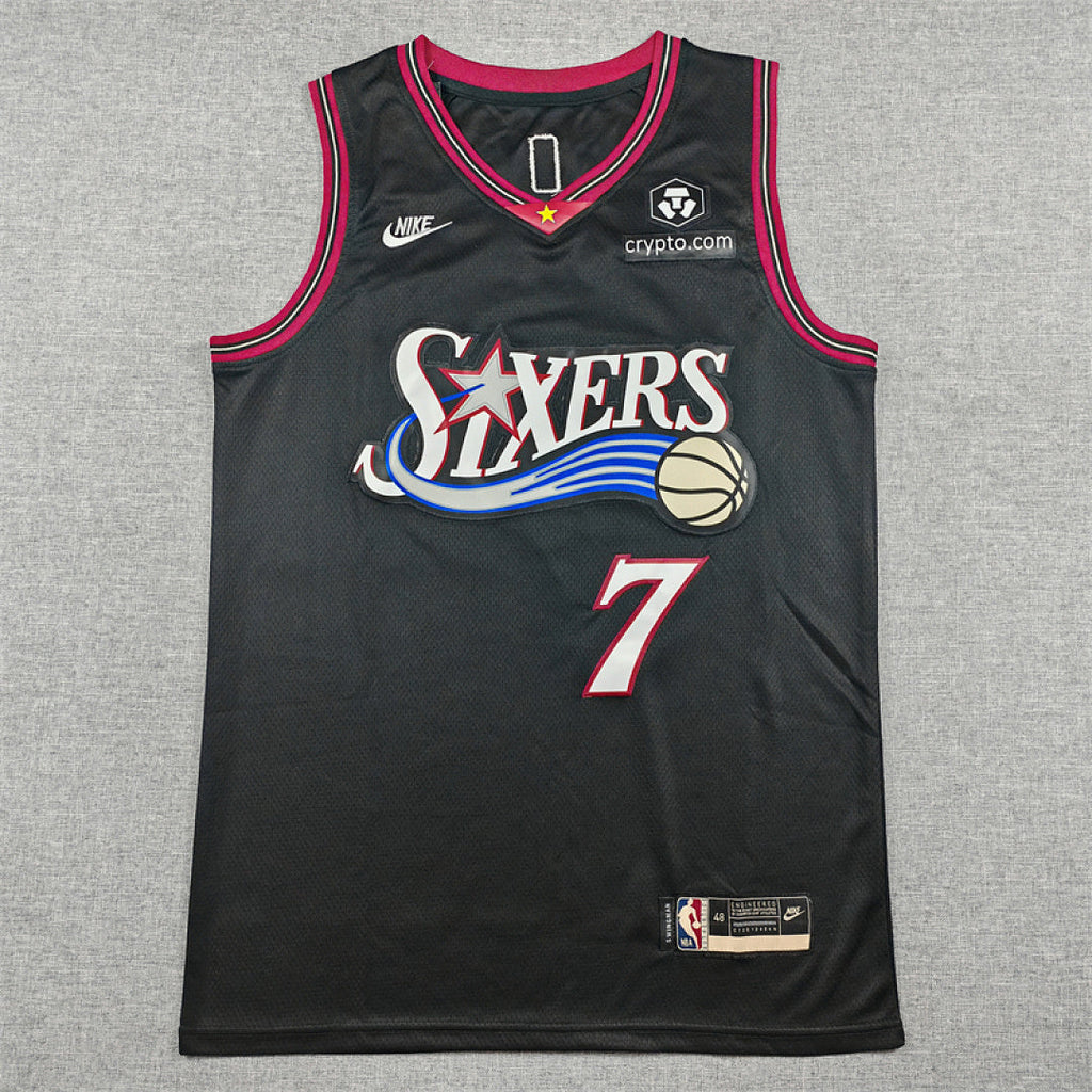 Philadelphia 76ers Jaylen Brown #7 Black Jersey – Embroidered