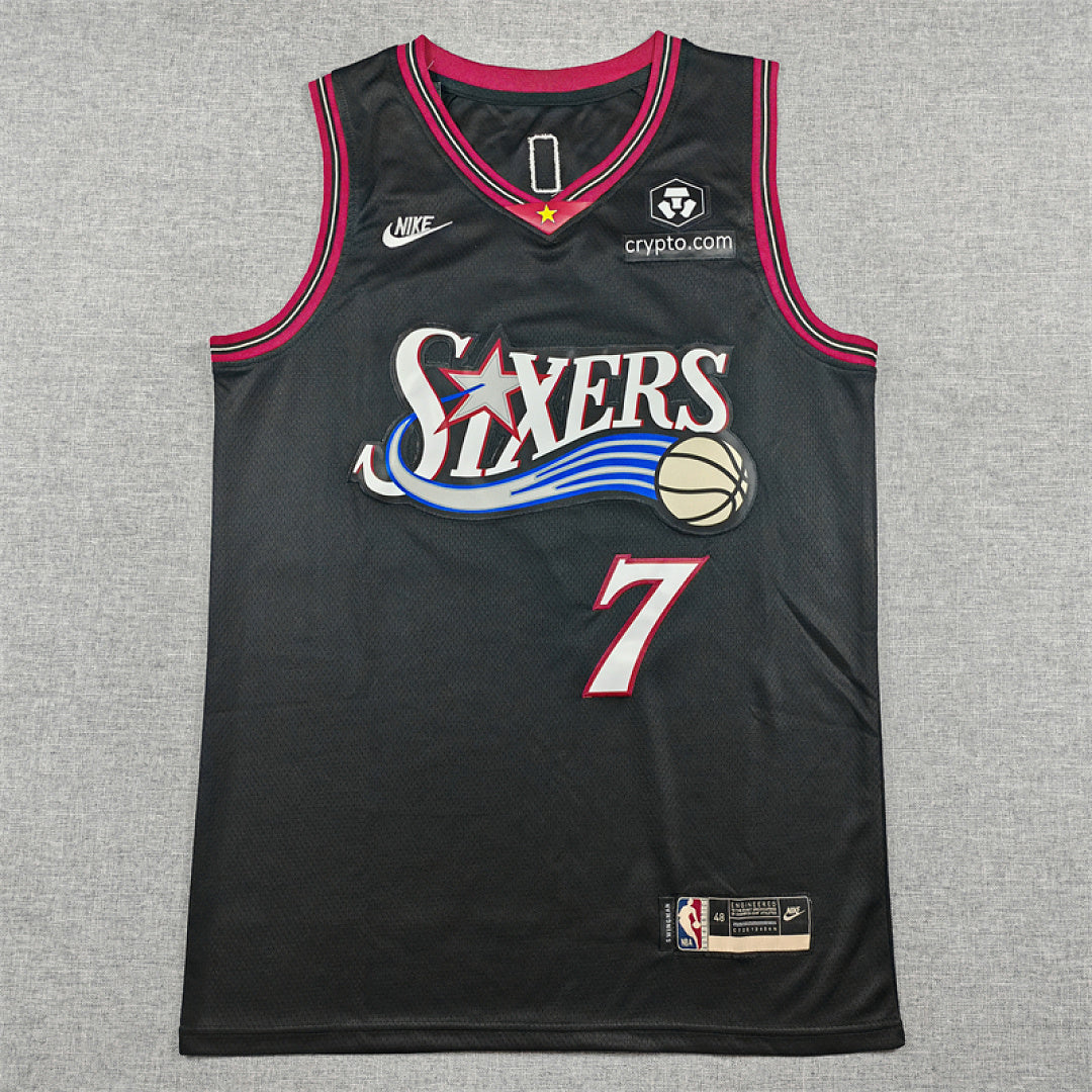 Philadelphia 76ers Jaylen Brown #7 Black Jersey – Embroidered