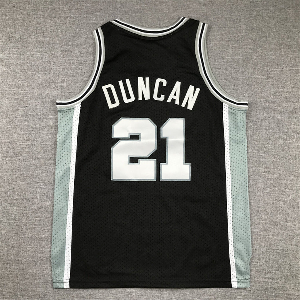 Youth Tim Duncan San Antonio Spurs #21 Black 1998-99 Throwback Embroidered Jersey
