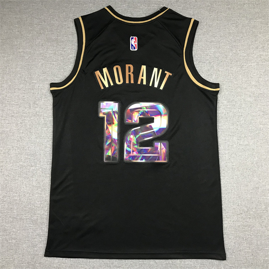 Ja Morant# 12 Memphis Grizzlies Black & Gold City Edition Swingman Embroidered Jersey