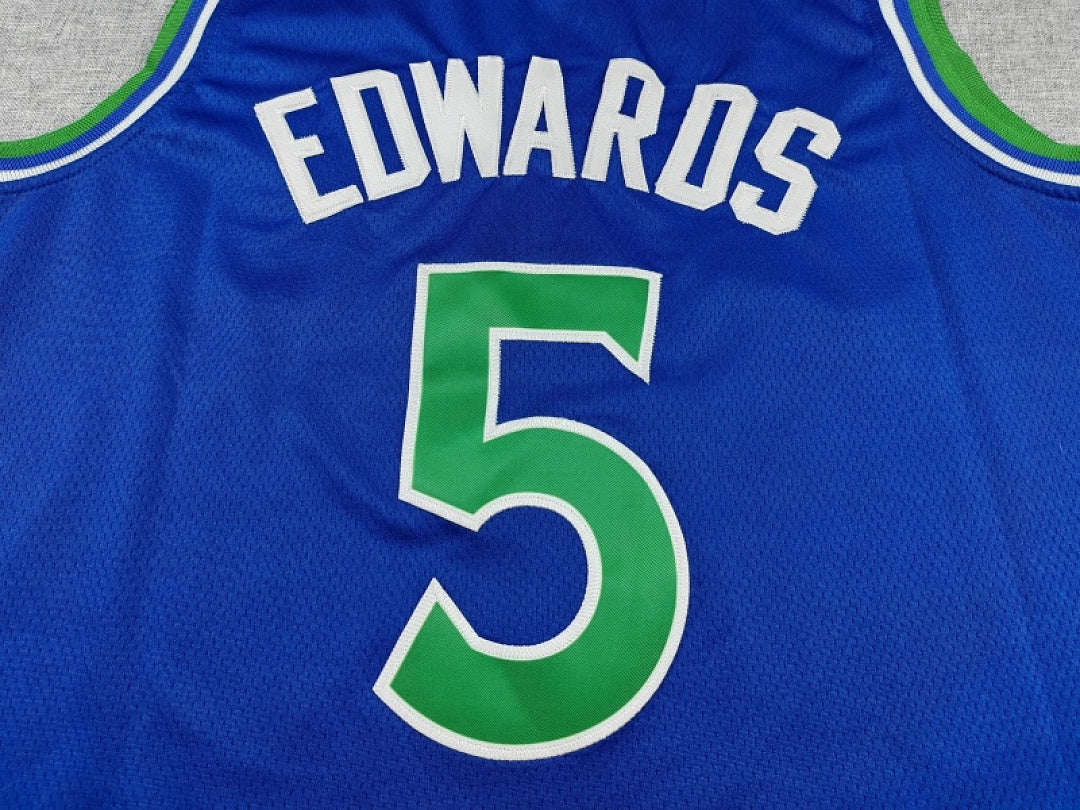 Minnesota Timberwolves Anthony Edwards #5 Blue Jersey – Embroidered