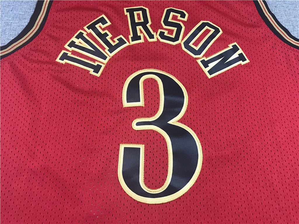 Allen Ezail Iverson #3 Philadelphia 76ers 1999-00 Red Throwback Embroidered Jersey