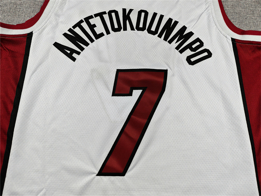 Miami Heat Giannis Antetokounmpo #7 White Jersey – Embroidered