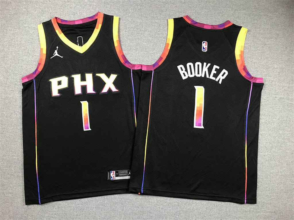 Youth Devin Booker Phoenix Suns #1 Statement Edition Embroidered Jersey