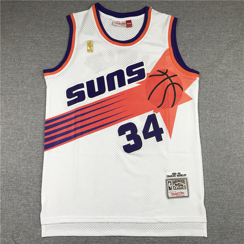 Charles Barkley #34 Phoenix Suns 1992-93 White Throwback Embroidered Jersey
