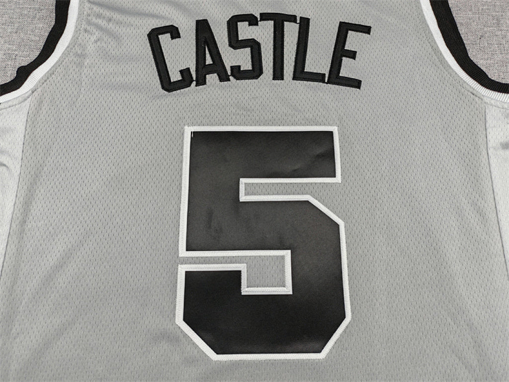 Stephon Castle #5 San Antonio Spurs Grey City Edition Swingman Embroidered Jersey