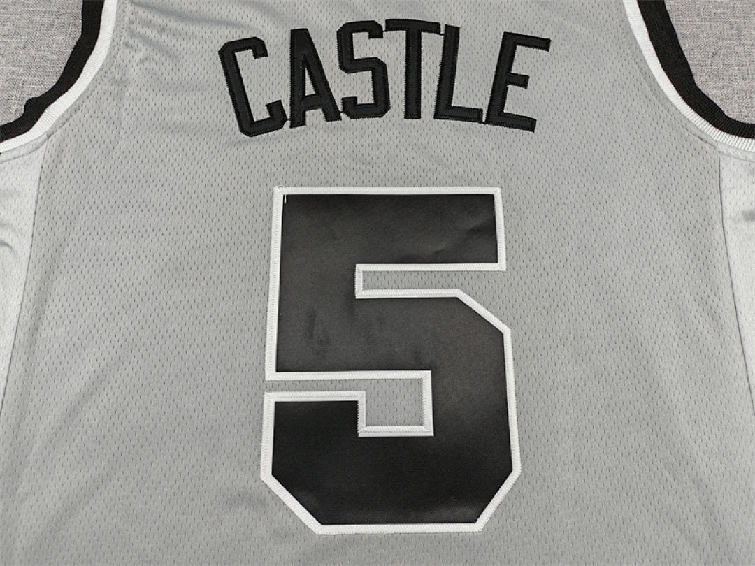 Stephon Castle #5 San Antonio Spurs Grey City Edition Swingman Embroidered Jersey