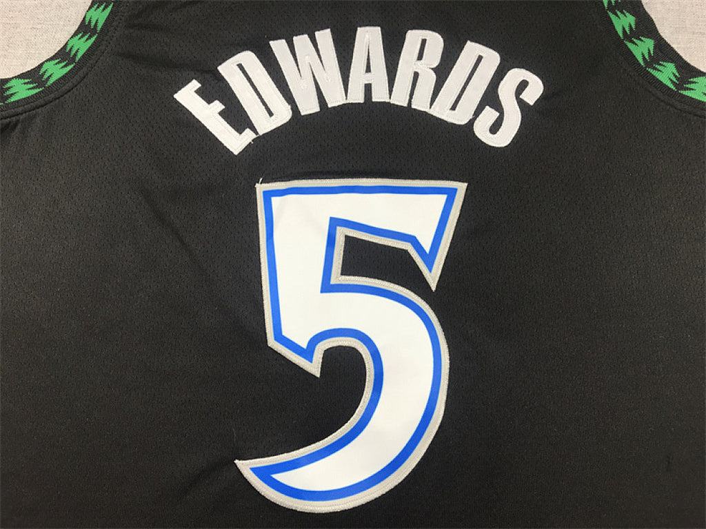 Anthony Edwards #5 Minnesota Timberwolves Black City Edition Swingman Embroidered Jersey
