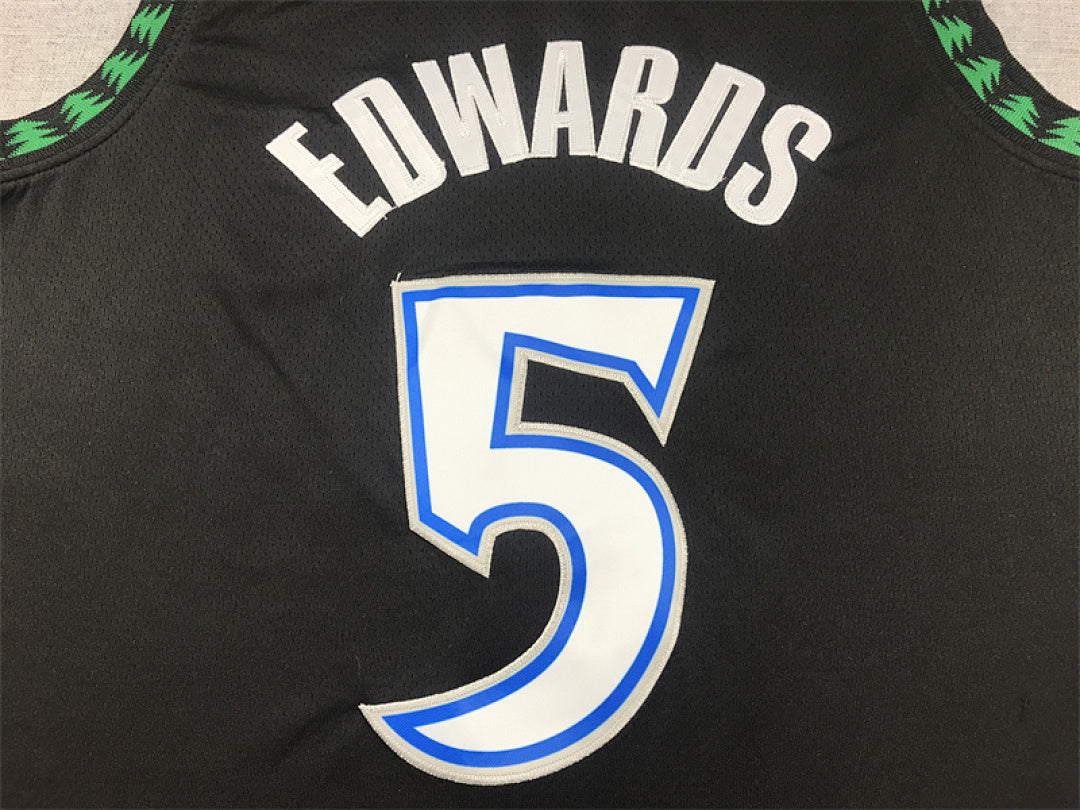 Anthony Edwards #5 Minnesota Timberwolves Black City Edition Swingman Embroidered Jersey