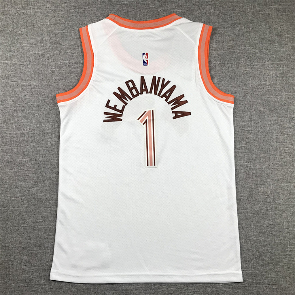 Youth Victor Wembanyama San Antonio Spurs #1 White City Edition Swingman Embroidered Jersey