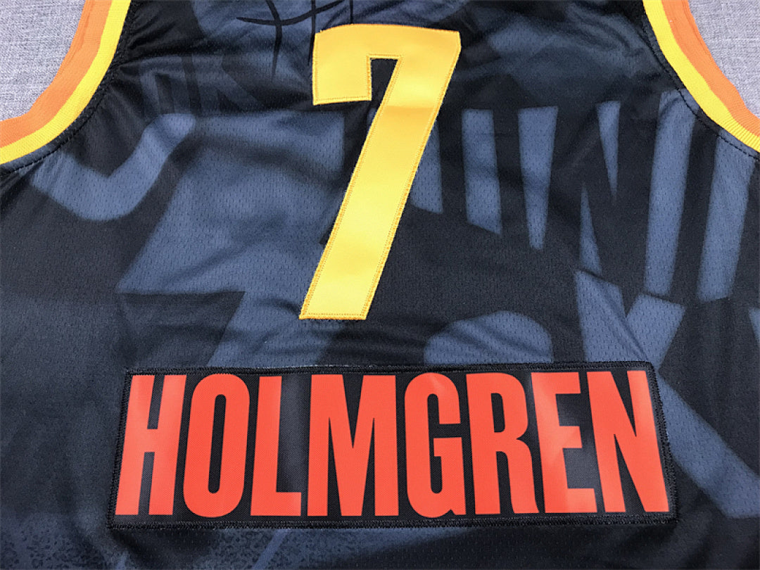 Chet Holmgren#7 Oklahoma City Thunder 2024 Black City Edition Swingman Embroidered Jersey