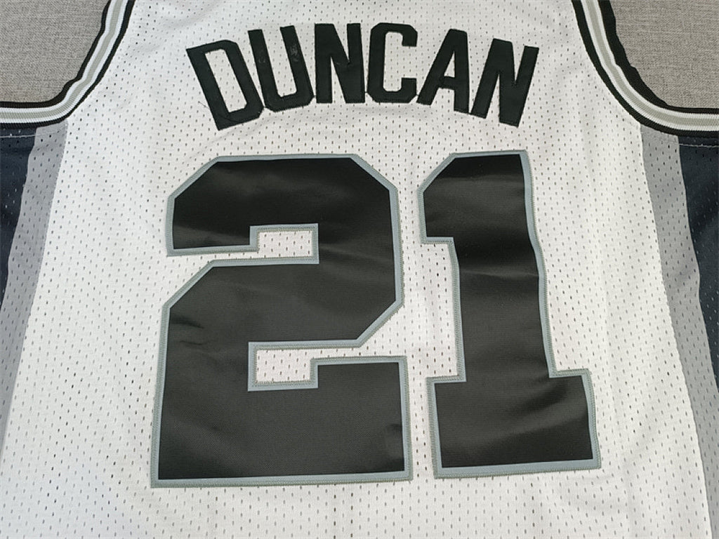 Tim Duncan #21 San Antonio Spurs White 1998-99 Throwback Embroidered Jersey