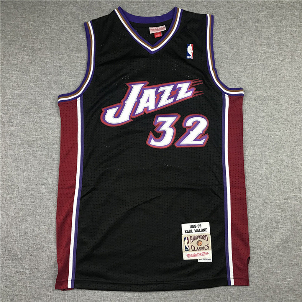 Utah Jazz Karl Malone #32 Throwback 1998-99 Black Embroidered Jersey