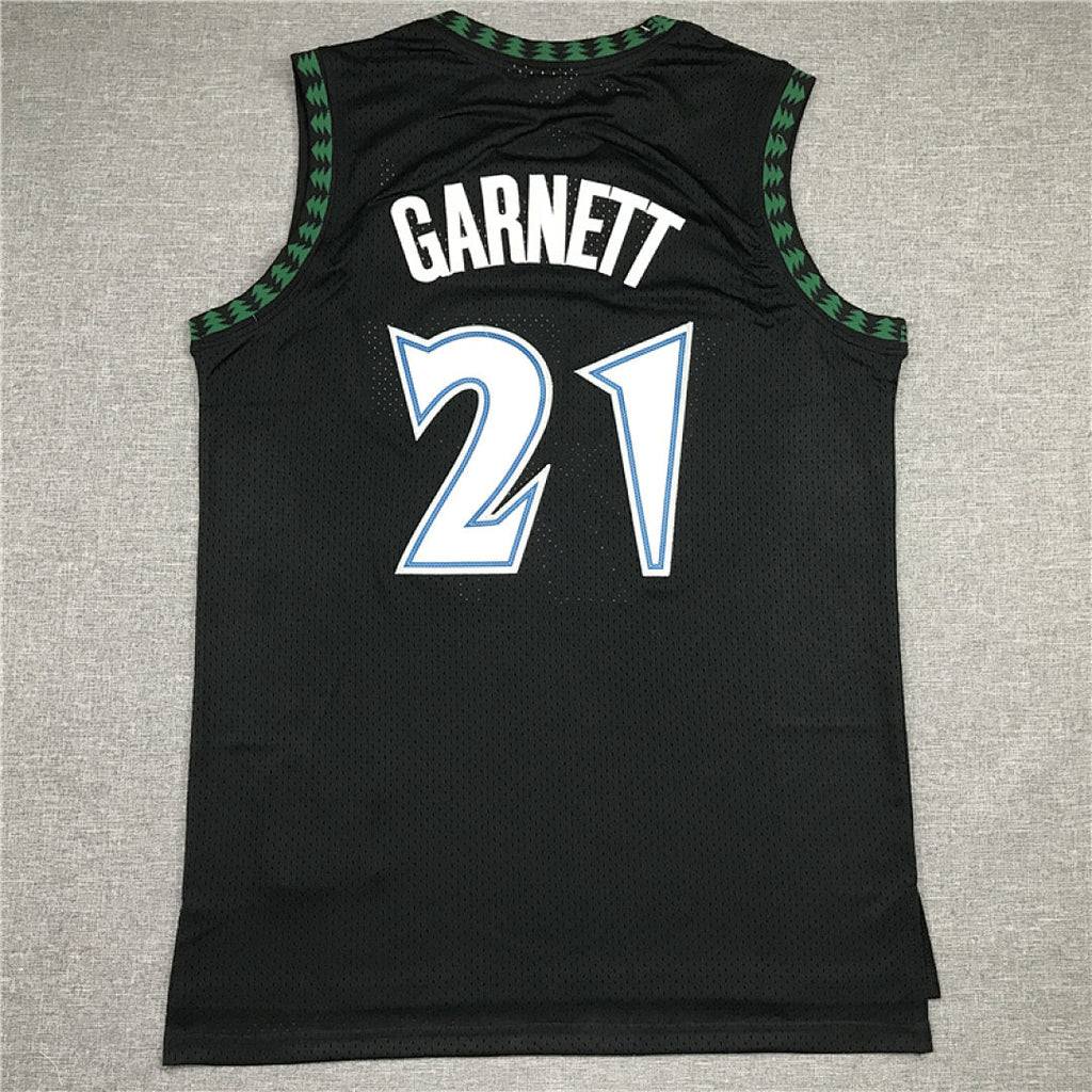 Kevin Garnett #21 Minnesota Timberwolves 1997-98 Black Throwback Embroidered Jersey