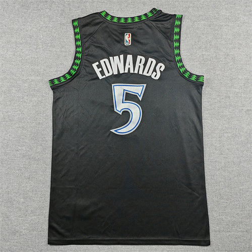 Anthony Edwards #5 Minnesota Timberwolves 2026 Black City Edition Swingman Embroidered Jersey