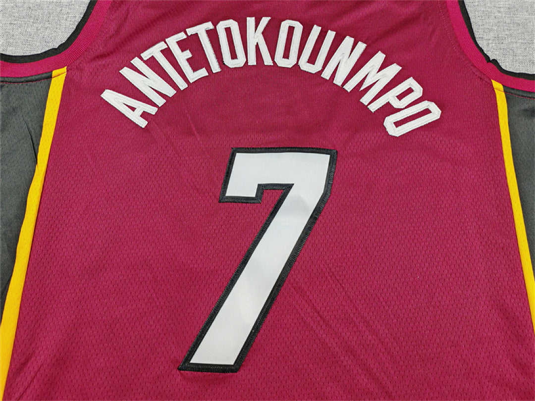 Miami Heat Giannis Antetokounmpo #7 Red Jersey – Embroidered