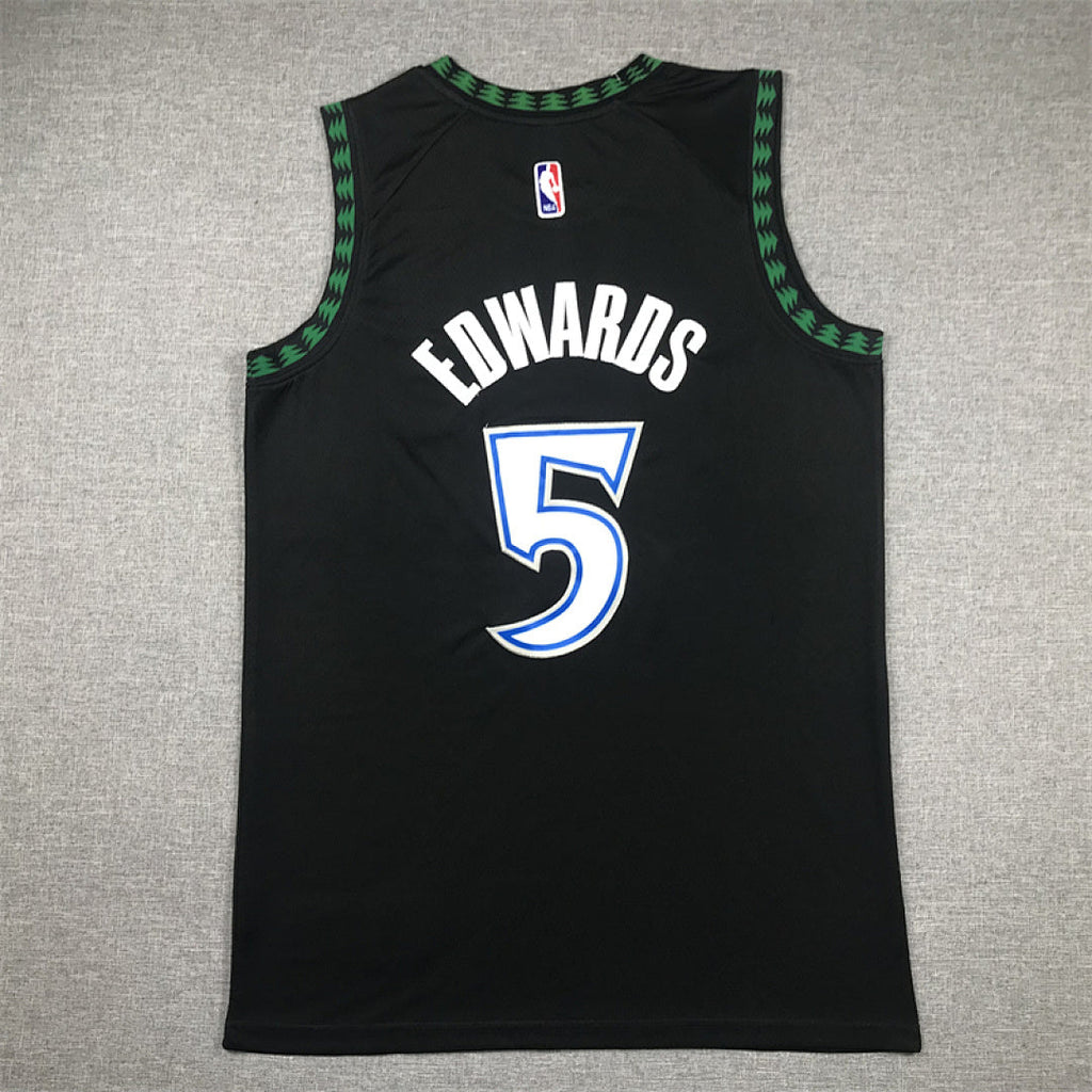 Anthony Edwards #5 Minnesota Timberwolves Black City Edition Swingman Embroidered Jersey
