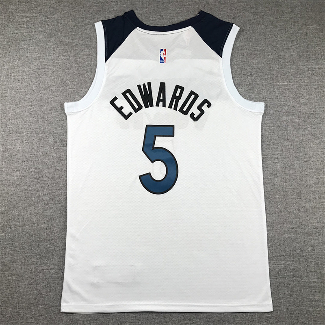 Anthony Edwards #5 Minnesota Timberwolves White City Edition Swingman Embroidered Jersey