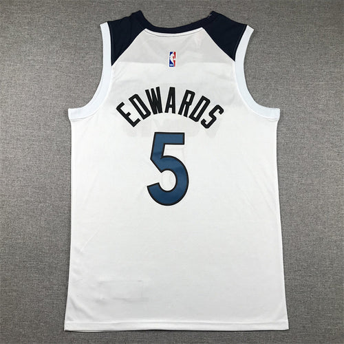 Anthony Edwards #5 Minnesota Timberwolves White City Edition Swingman Embroidered Jersey