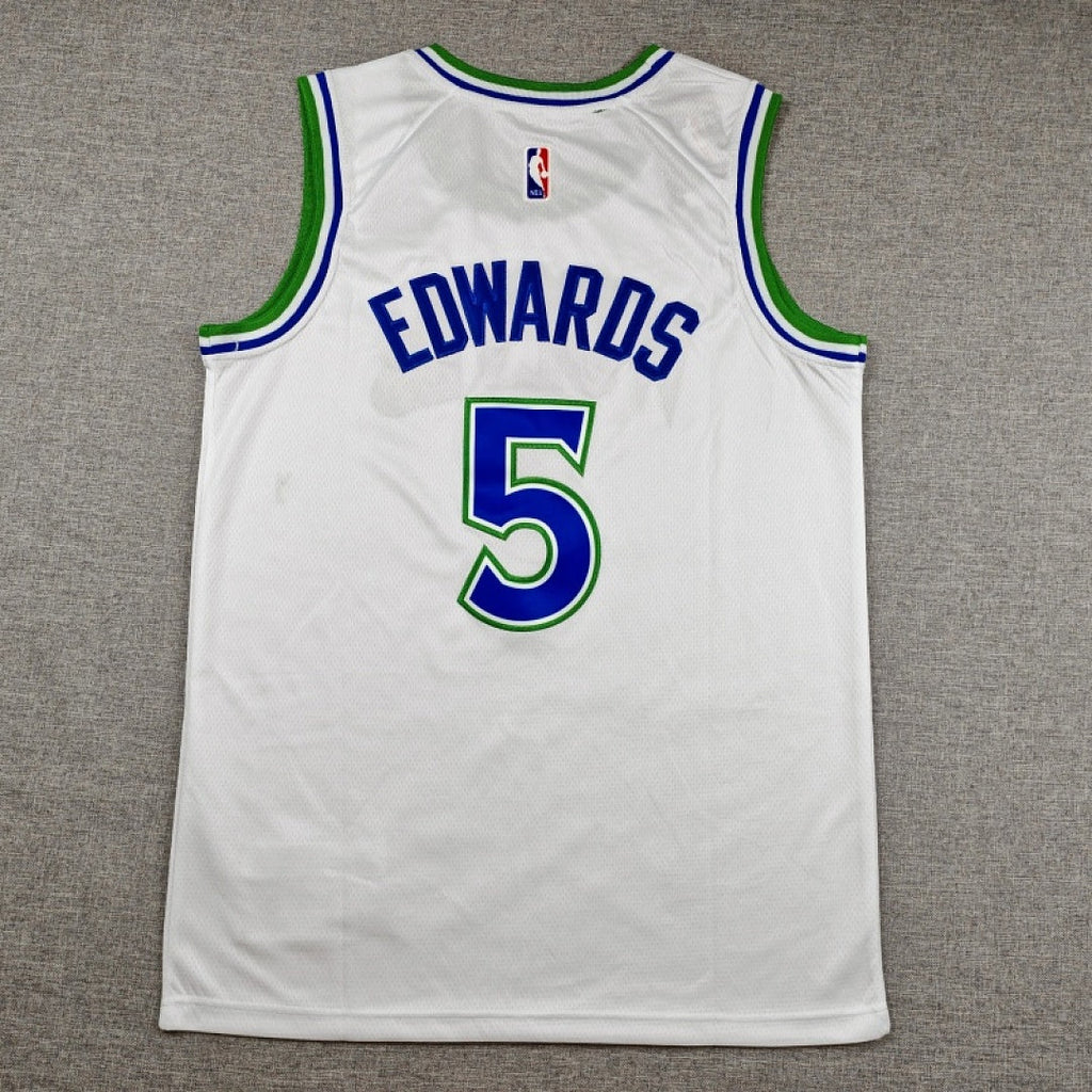 Minnesota Timberwolves Anthony Edwards #5 White Jersey – Embroidered