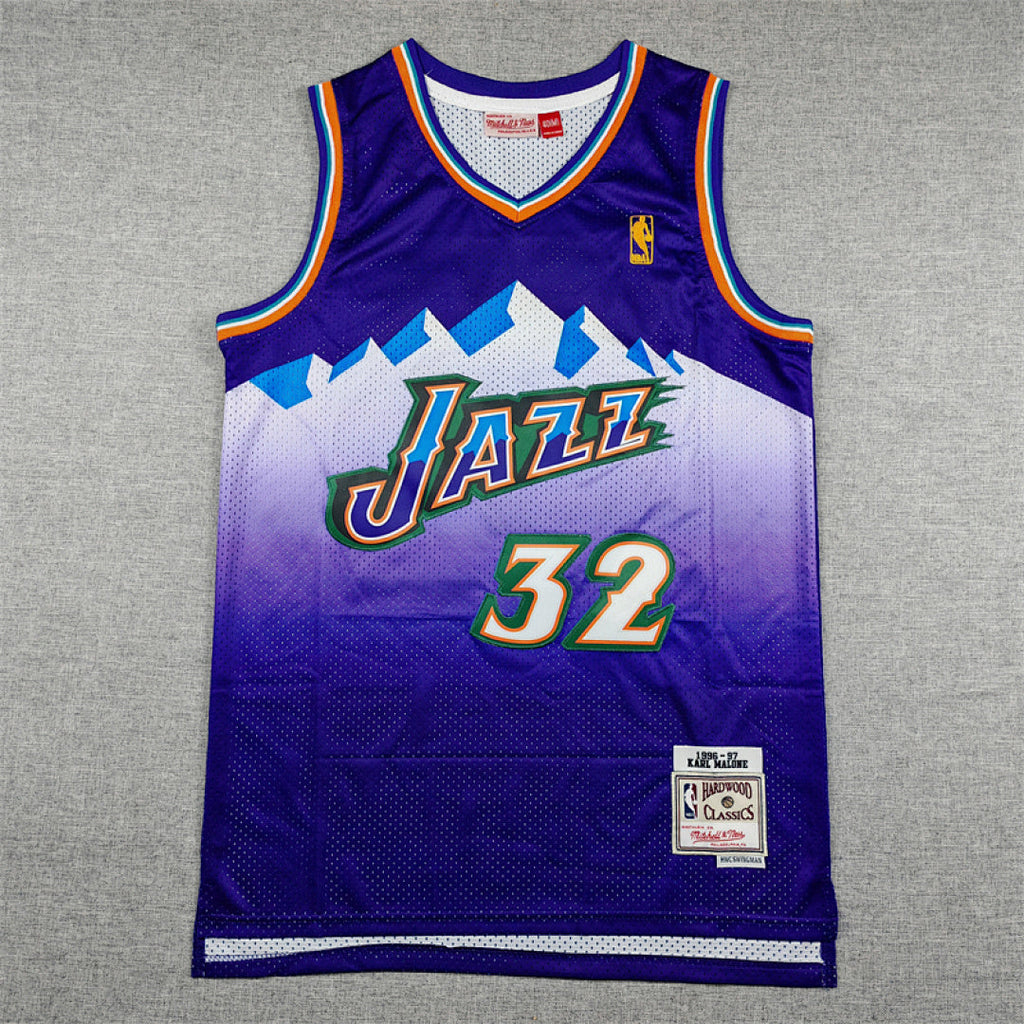 Utah Jazz Karl Malone #32 Throwback 1996-97 Purple Embroidered Jersey