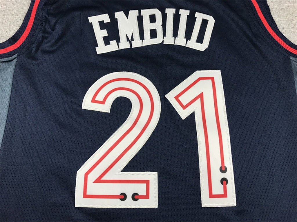 Joel Hans Embiid #21 Philadelphia 76ers 2024 Navy Blue City Edition Swingman Embroidered Jersey
