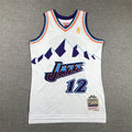 Youth John Stockton Utah Jazz #12 White 1996-97 Throwback Embroidered Jersey