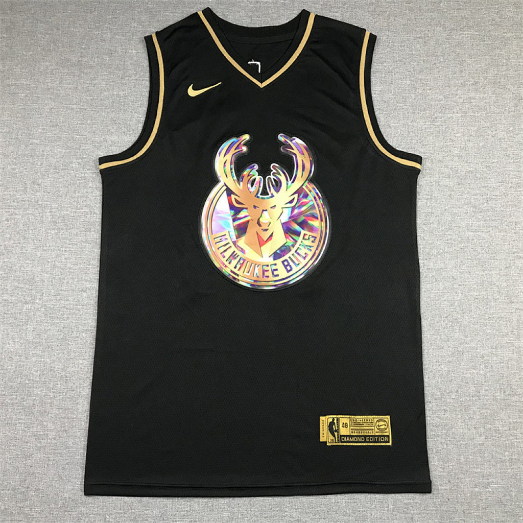 Giannis Antetokounmpo# 34 Milwaukee Bucks Black & Gold City Edition Swingman Embroidered Jersey