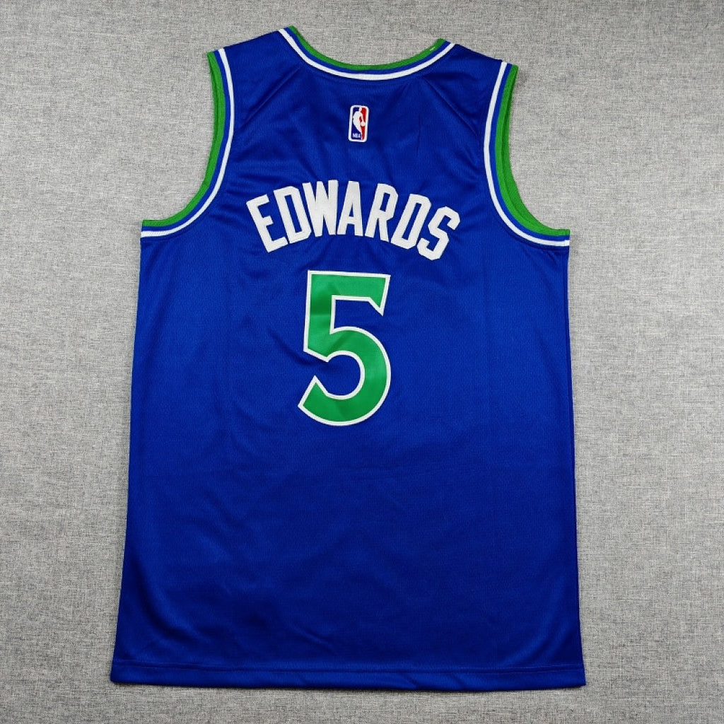 Minnesota Timberwolves Anthony Edwards #5 Blue Jersey – Embroidered