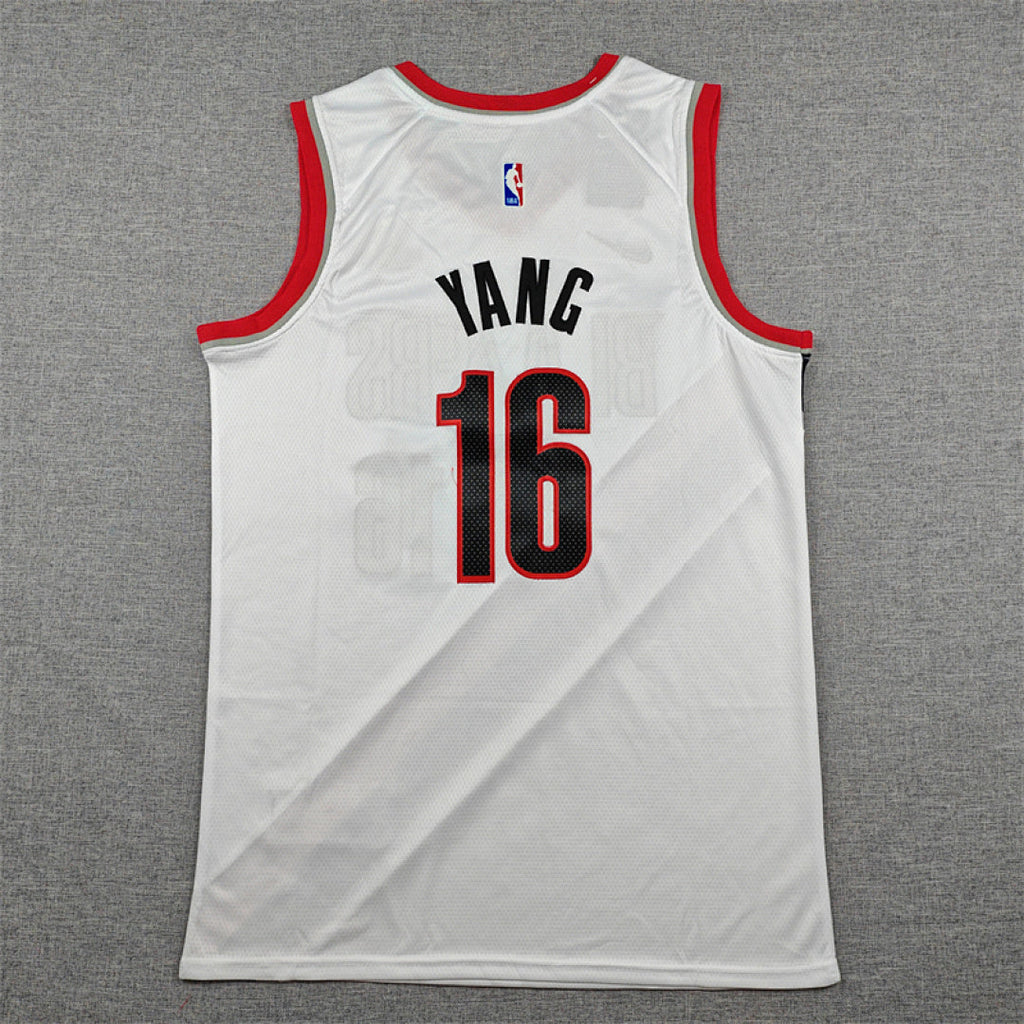 Yang Hansen#16 Portland Trail Blazers White City Edition Swingman Embroidered Jersey