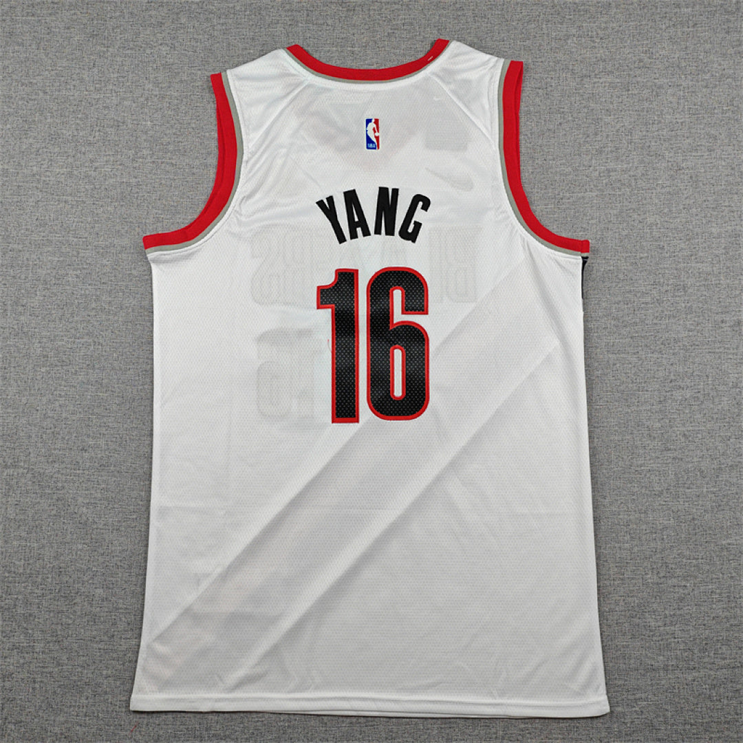 Yang Hansen#16 Portland Trail Blazers White City Edition Swingman Embroidered Jersey