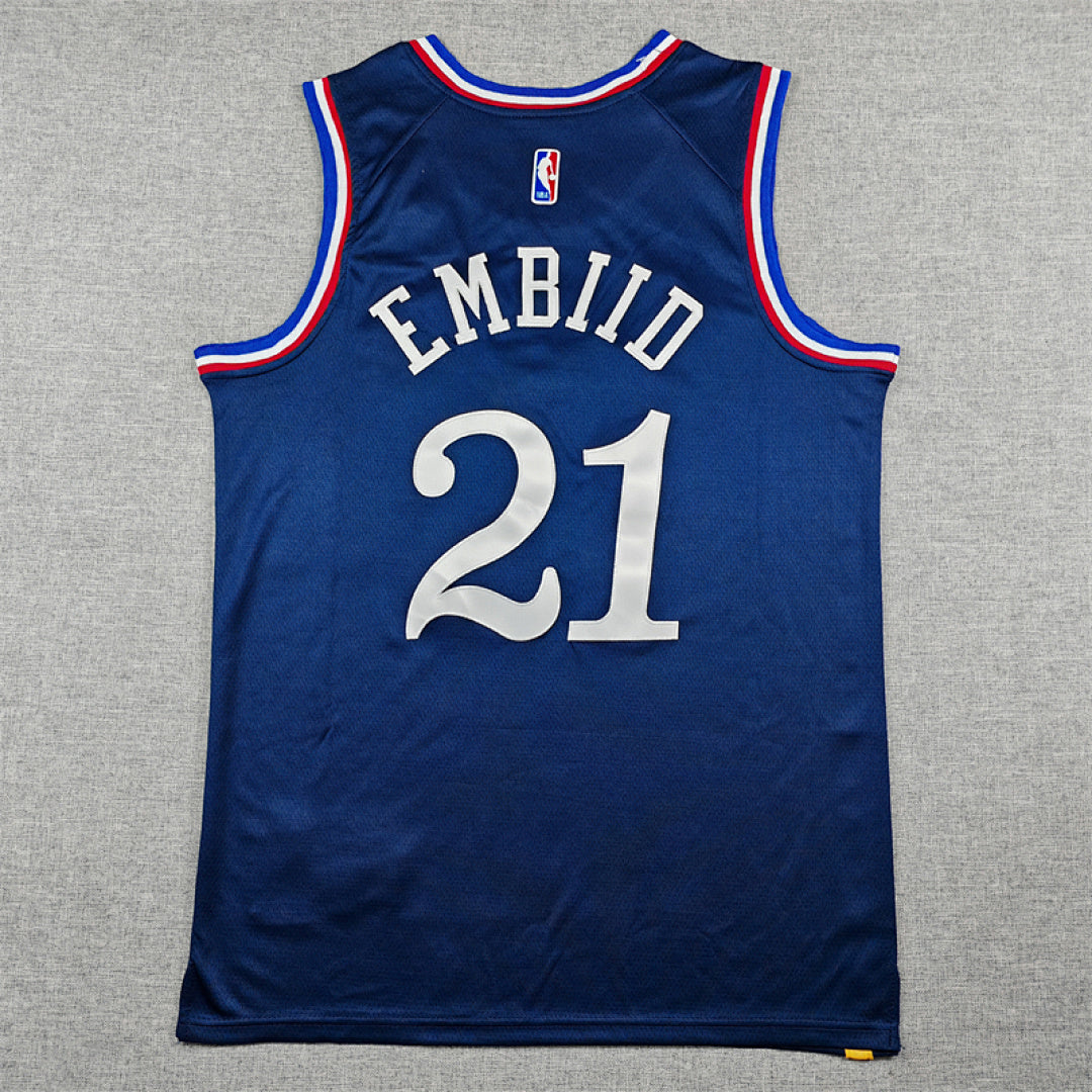 Joel Hans Embiid #21 Philadelphia 76ers Navy Blue  City Edition Swingman Embroidered Jersey