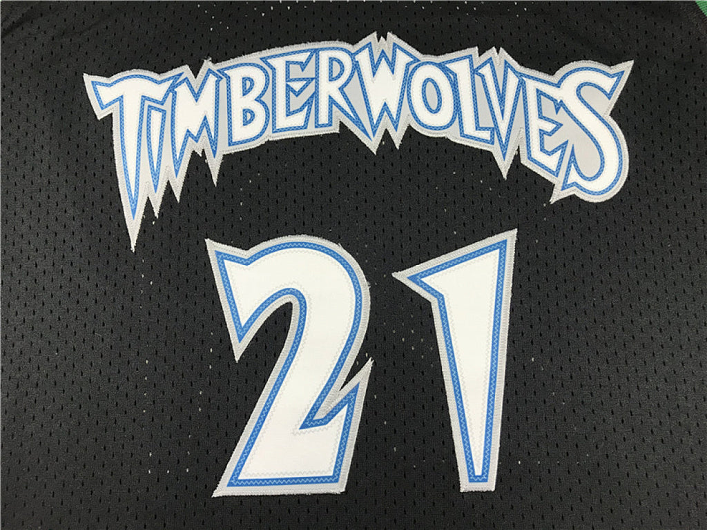 Kevin Garnett #21 Minnesota Timberwolves 1997-98 Black Throwback Embroidered Jersey