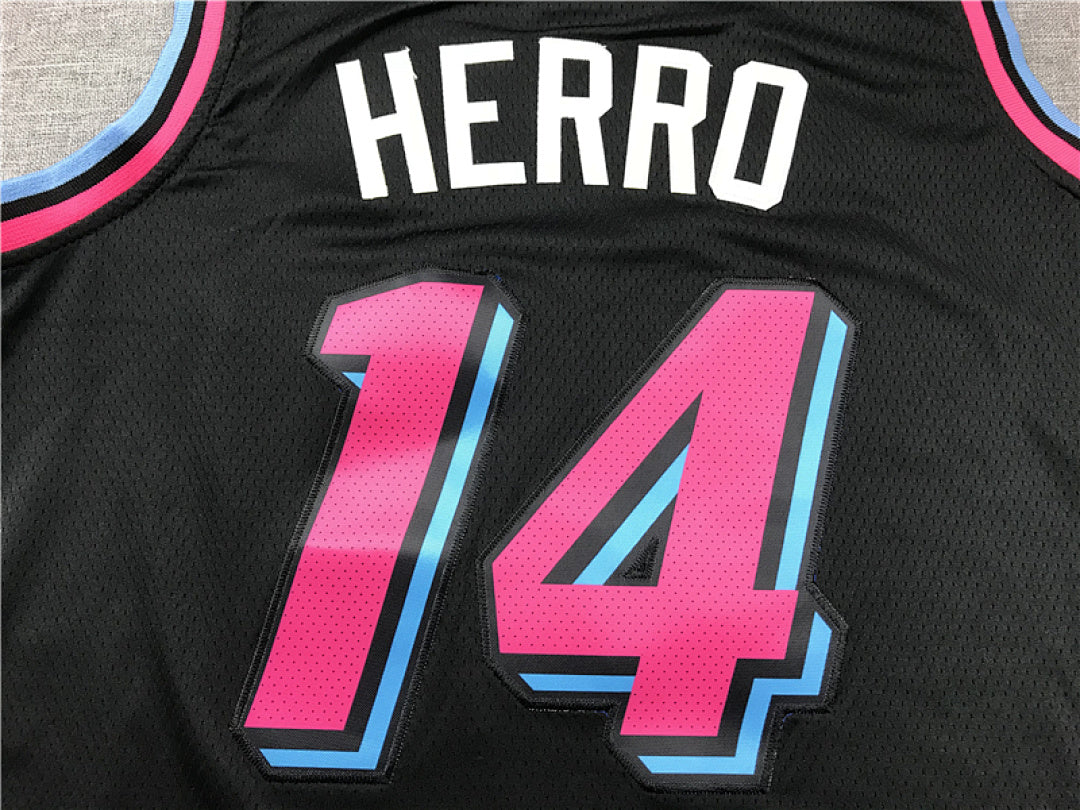 Tyler Herro# 14 Miami Heat Black City Edition Swingman Embroidered Jersey