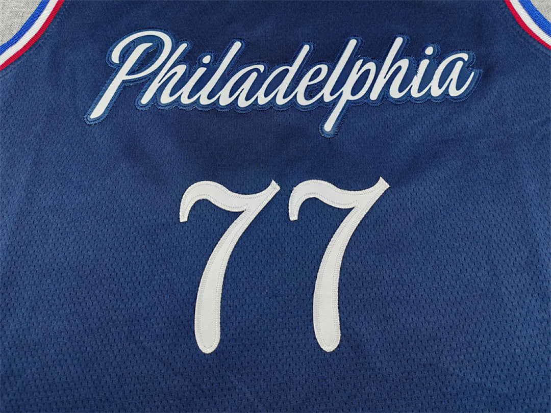 V. J. Edgecombe #77 Philadelphia 76ers Navy Blue City Edition Swingman Embroidered Jersey