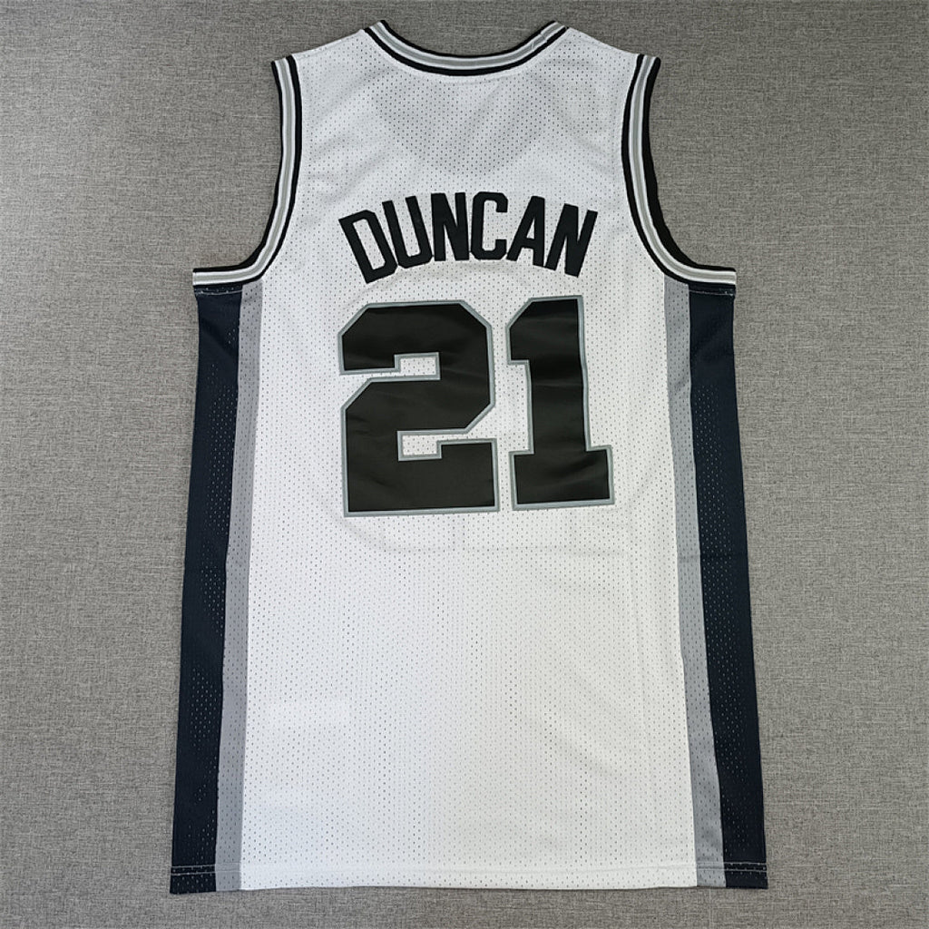 Tim Duncan #21 San Antonio Spurs White 1998-99 Throwback Embroidered Jersey