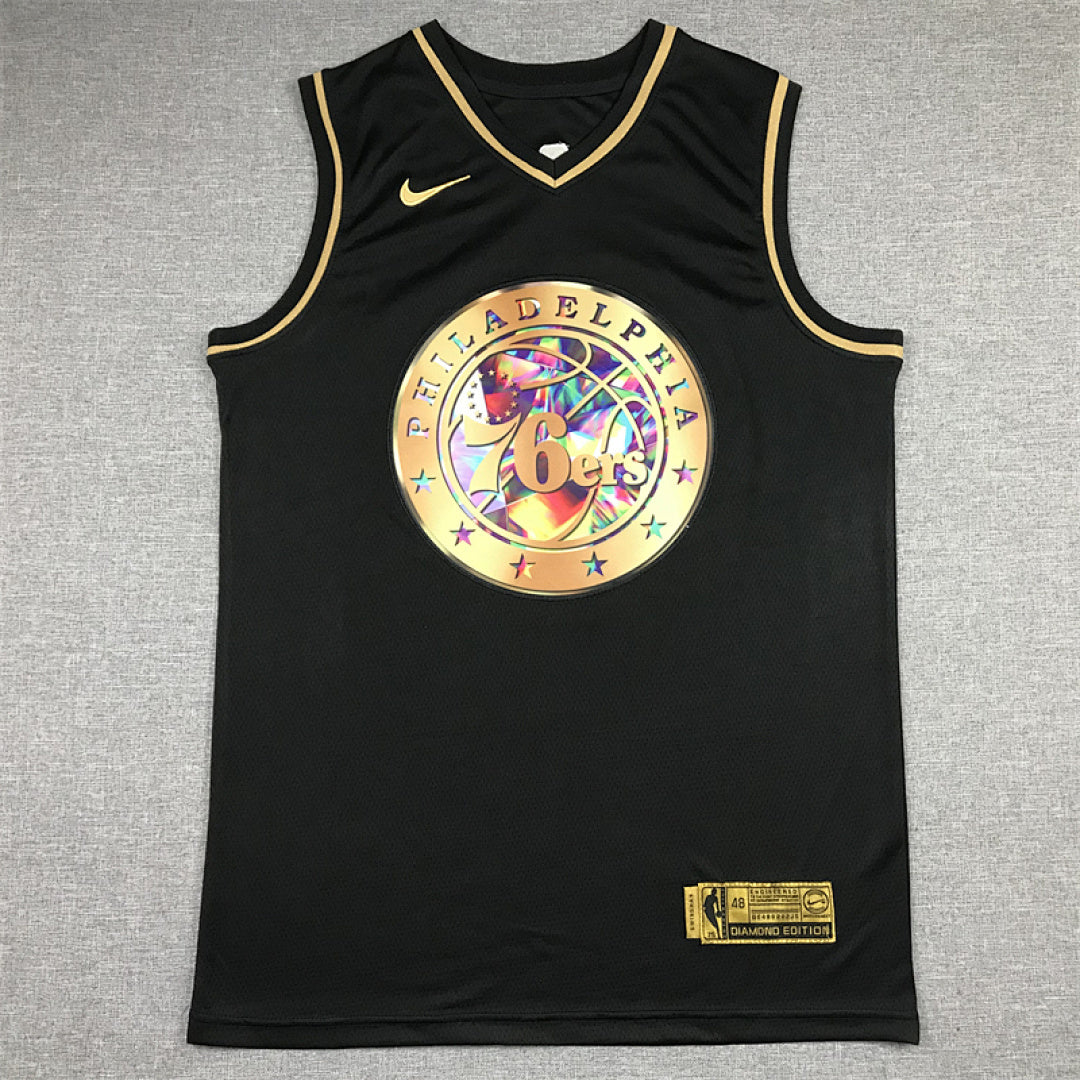 Allen Iverson #3 Philadelphia 76ers Black & Gold City Edition Swingman Embroidered Jersey