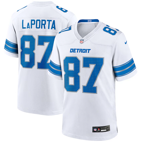 Sam LaPorta #87 Detroit Lions White Jersey
