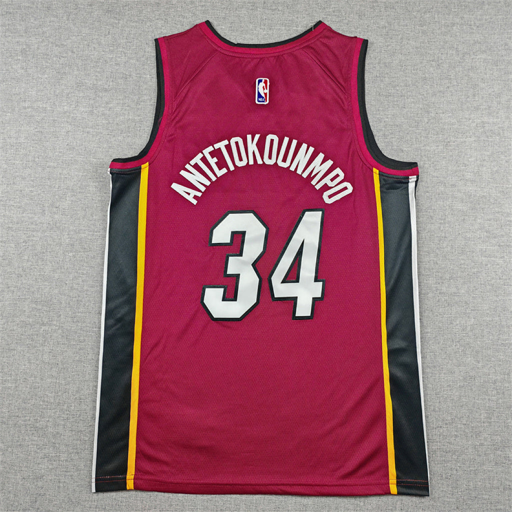 Miami Heat Giannis Antetokounmpo #34 Red Jersey – Embroidered
