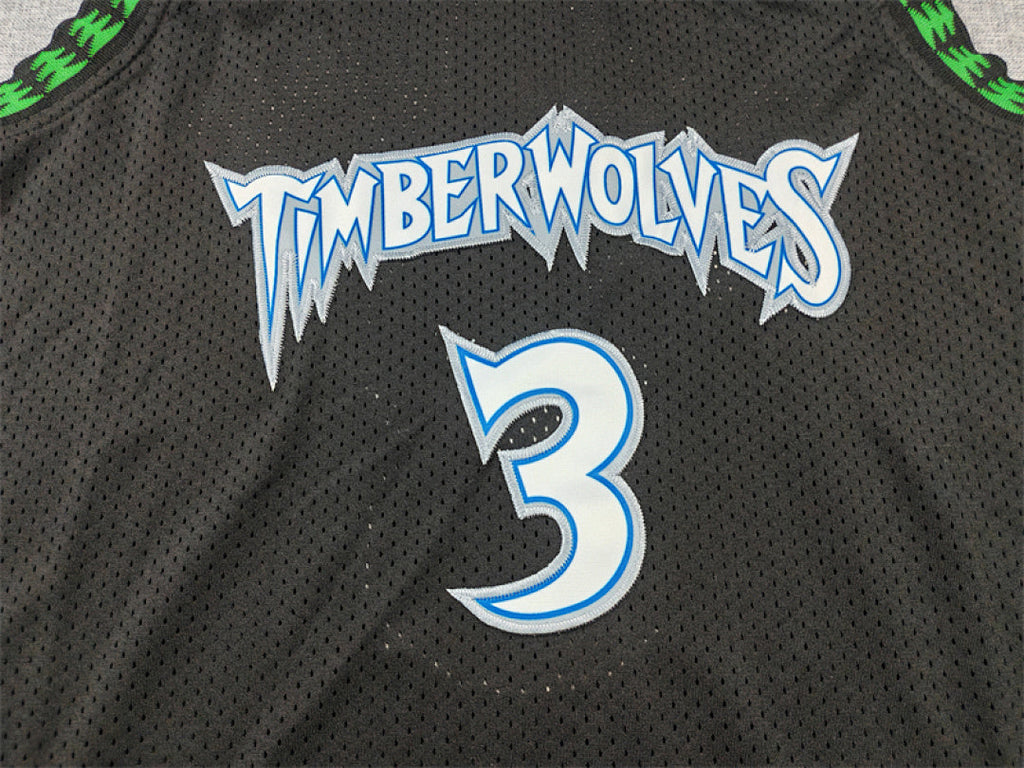 Stephon Marbury #3 Minnesota Timberwolves 1997-98 Black Throwback Embroidered Jersey