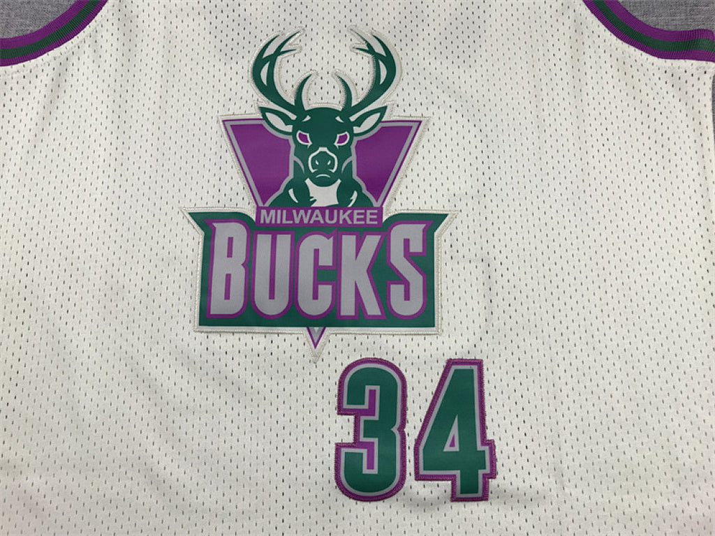 Ray Allen# 34 Milwaukee Bucks Retro Throwback Embroidered Jersey
