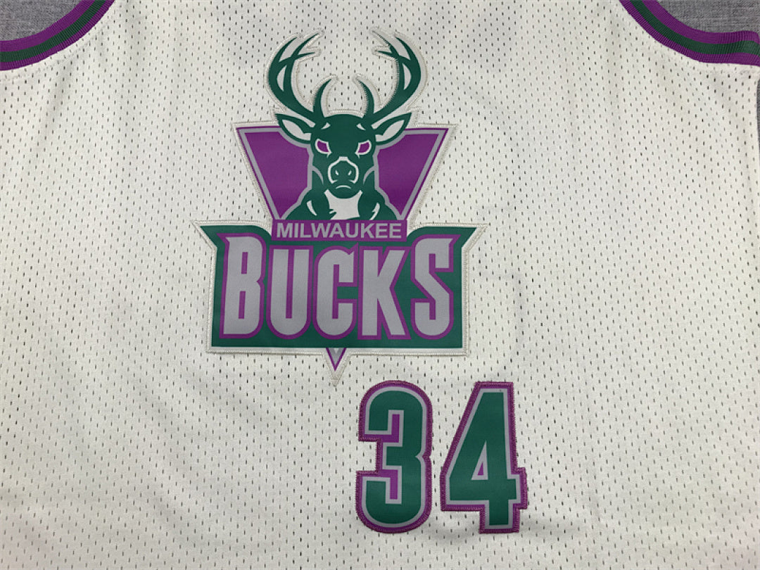 Ray Allen# 34 Milwaukee Bucks Retro Throwback Embroidered Jersey