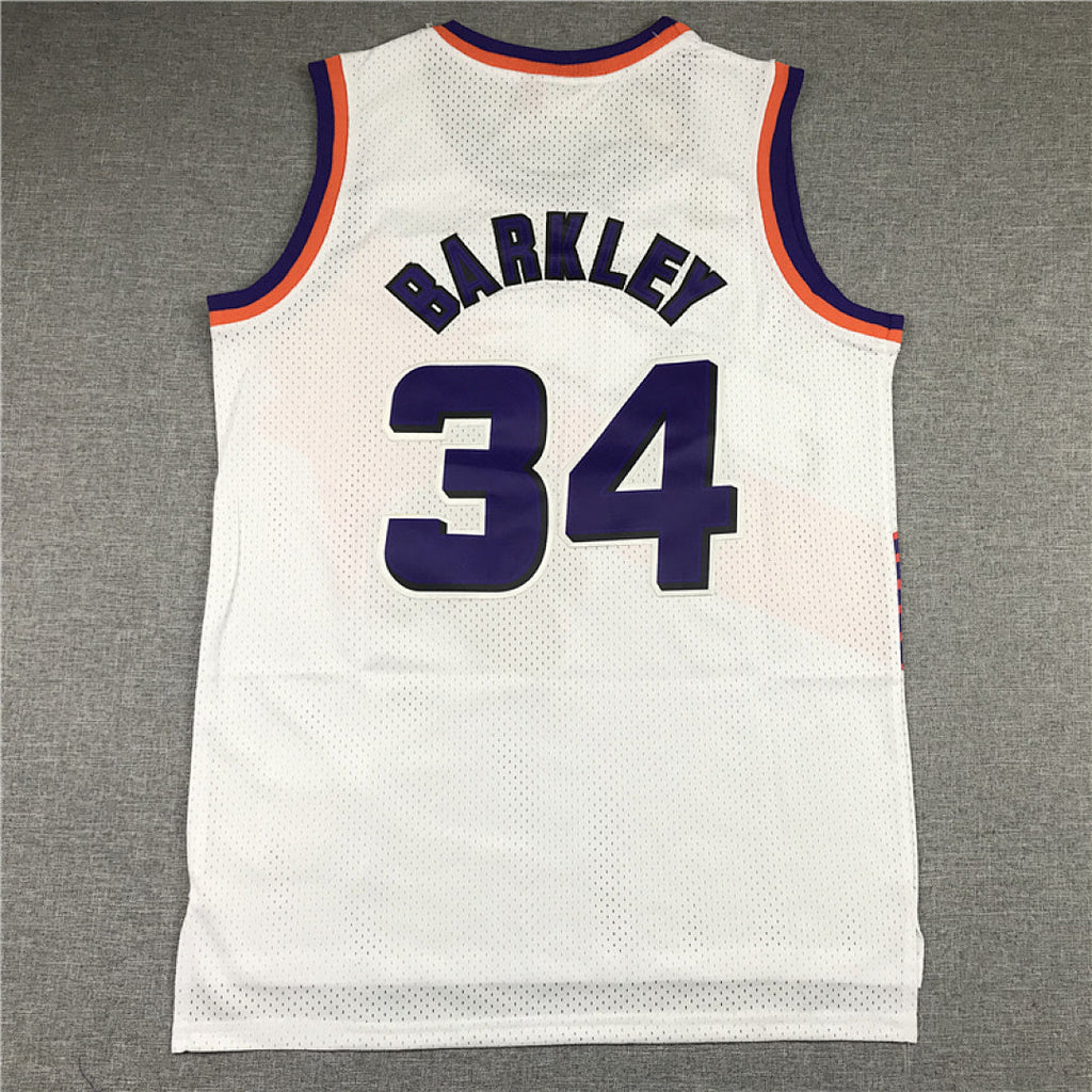 Charles Barkley #34 Phoenix Suns 1992-93 White Throwback Embroidered Jersey