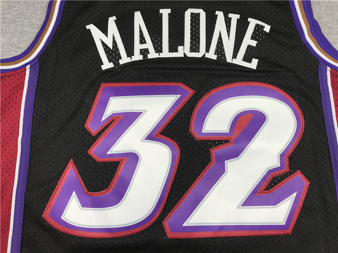Utah Jazz Karl Malone #32 Throwback 1998-99 Black Embroidered Jersey