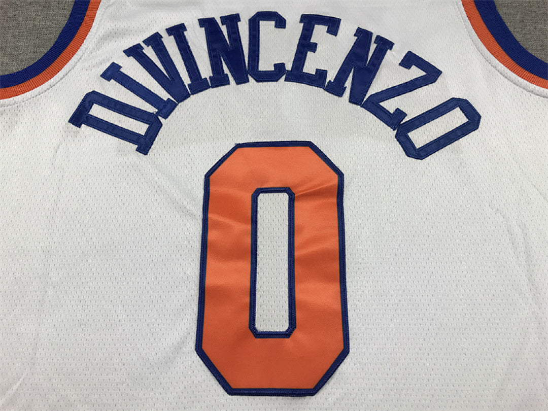 Donte DiVincenzo#0 New York Knicks White City Edition Swingman Embroidered Jersey